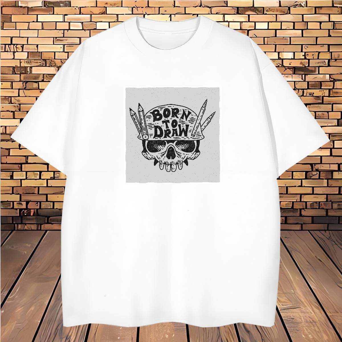 Wholesale T Shirts Men 230g Cotton monster Beach Cartoon Print Short Sleeve O-Neck Tshirts DIY Polos