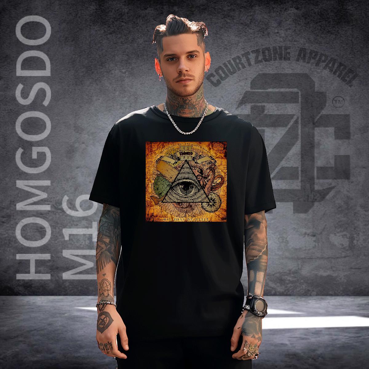 Wholesale T-Shirts 230g 100% Cotton eye of the devil Casual Beach Custom Printing Breathable Crew Neck Couples T Shirts Factory Direct Clothes