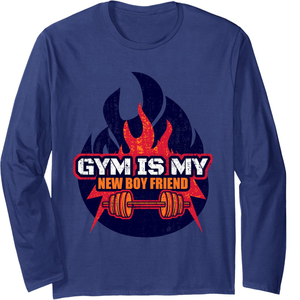 Long Sleeve Shirts for Men sweatshirt Gym Is My New Boyfriend Funny Fitness Training Gift Long Sleeve Tee Streetwear Casual tops clothes