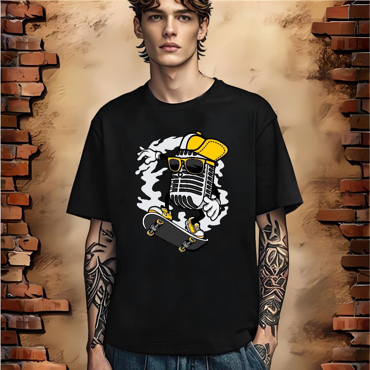 Wholesale T-Shirts 230g 100% Cotton microphone Sport DIY Printed Breathable Short Sleeve Men Tees Factory Direct Tees Shirts
