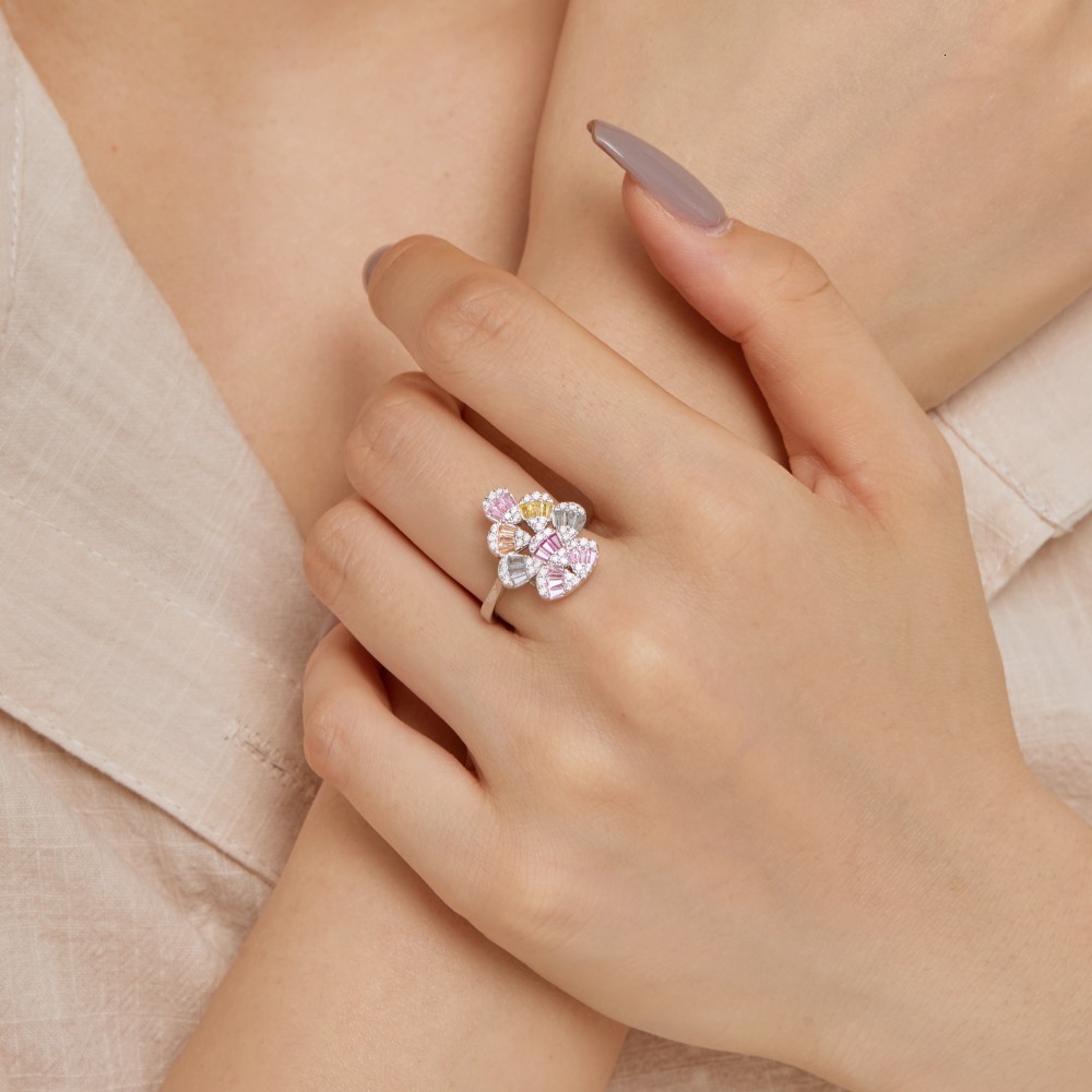 Korean version of new S pure sier fairy balloon with colorful zirconium inlaid full diamond series personalized design female handmade jewelry