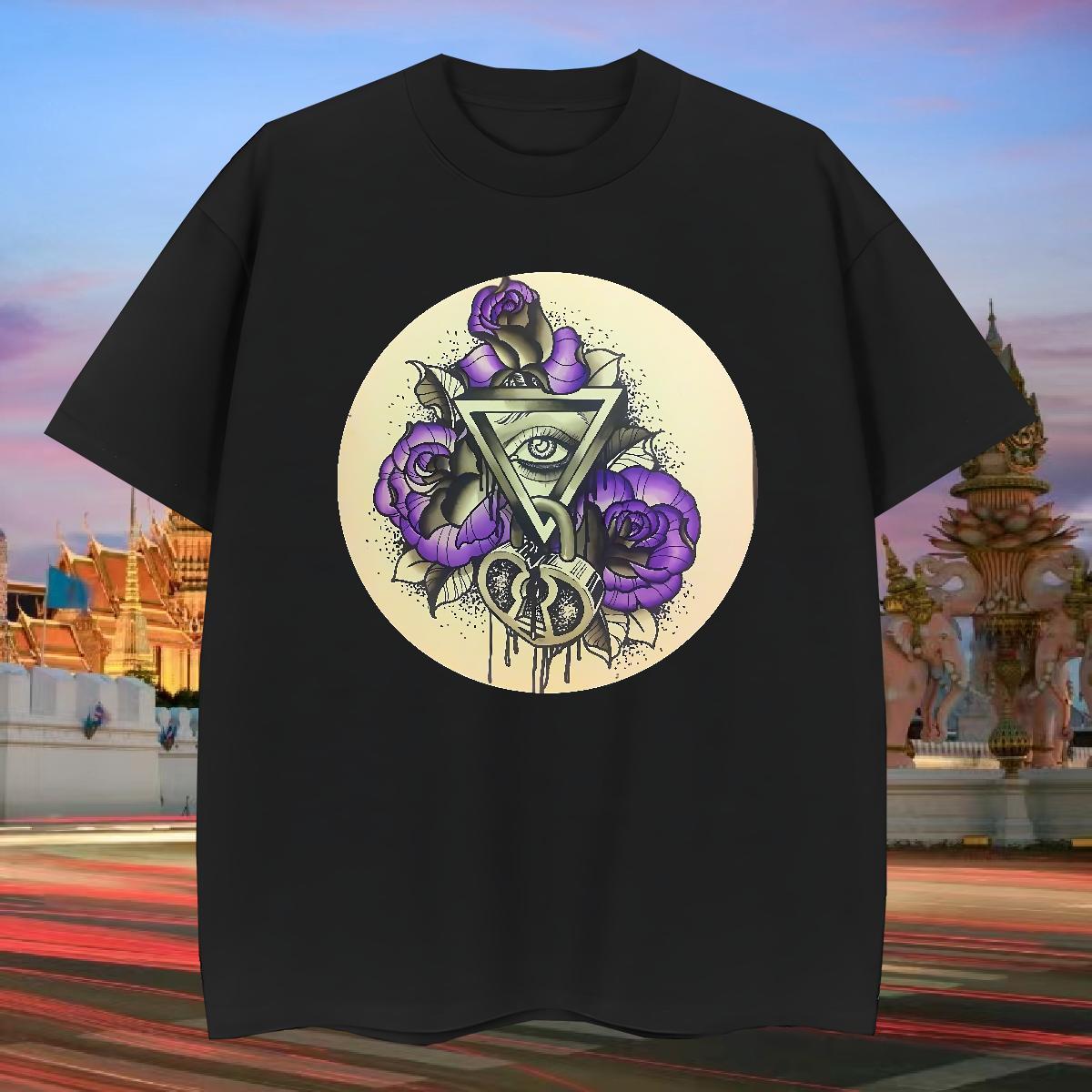 Unisex T-Shirts 230g Cotton eye of the devil Outdoor Anime Print Pure Cotton Men Clothes T-Shirt DIY Customized Top Tees