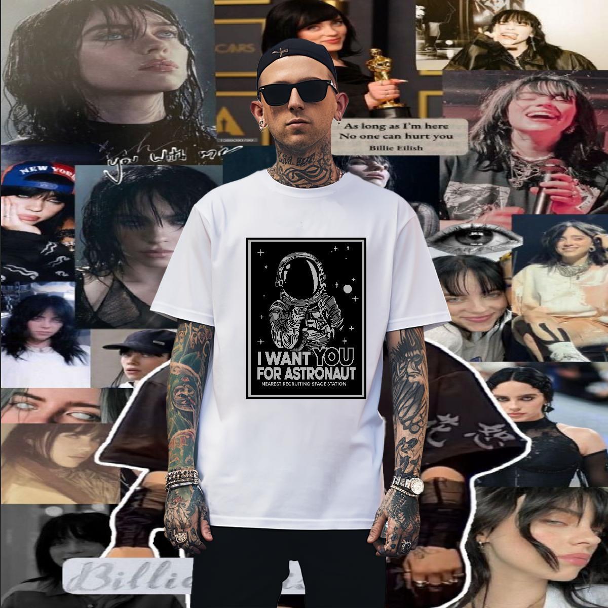 Soft T Shirts Men 100% Cotton 230g spaceman Casual Daily Wear White Plus Size Round Neck Short Sleeve Mens Tshirts DIY Customized Tops