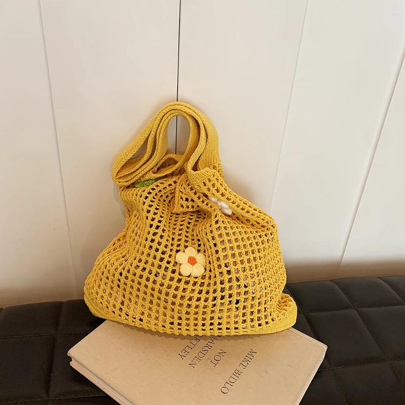 Shoulder Bags Women Knitted Crochet Large Capacity Woven Hobo With wer Decor Casual New Beach Simple Summer