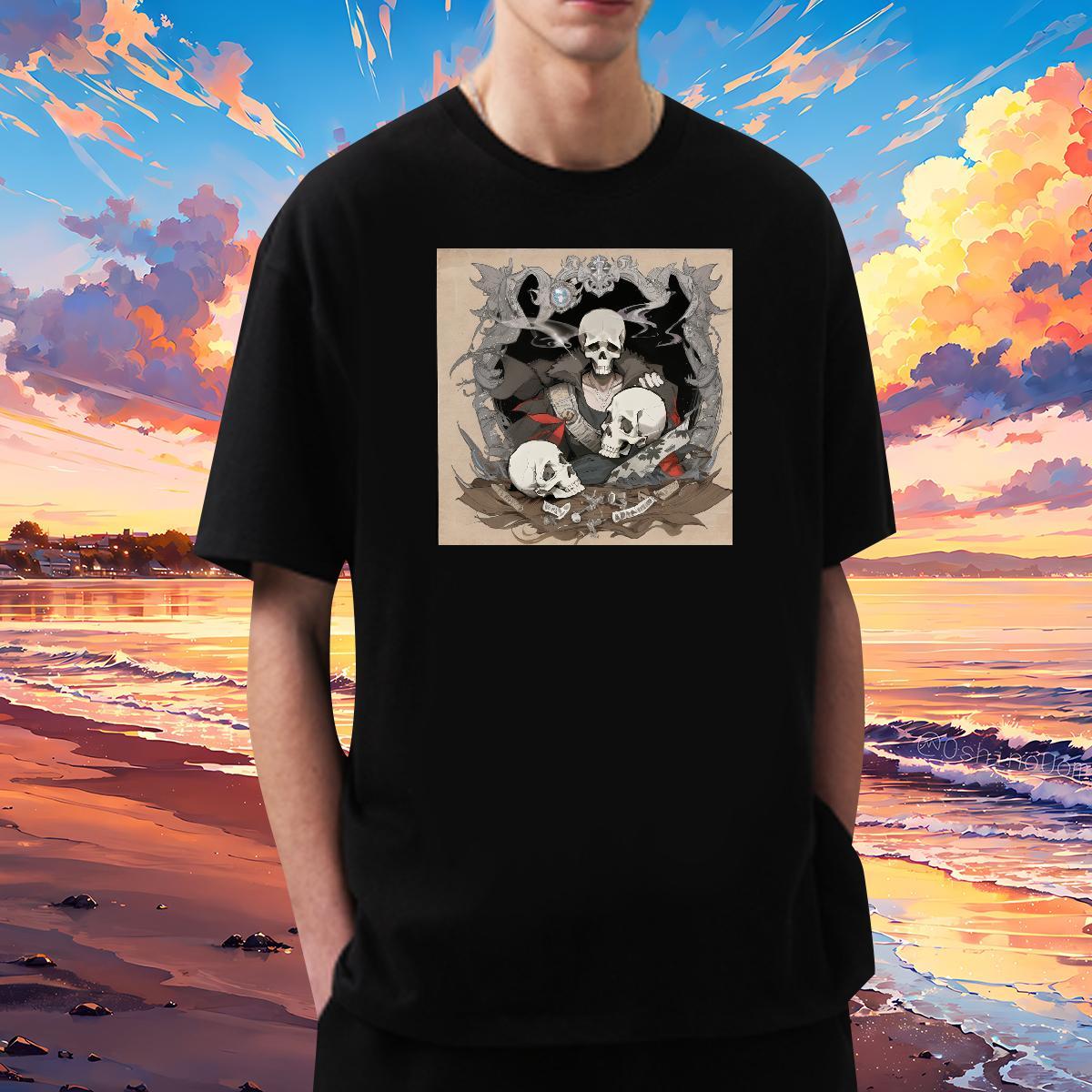 Cool Design Men T Shirts 100% Cotton 230g skull Street Casual Asian Size Short Sleeve Soft Men Clothes T-Shirt 2024 New Polos