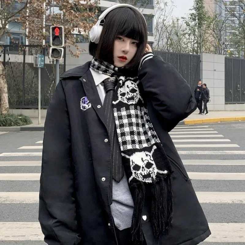 Dragon Skull Scarf Unisex Womens Winter Knitted Pashmina Shawl Black Acrylic Echape Luxury Womens Skeleton Packaging with Edges W240824