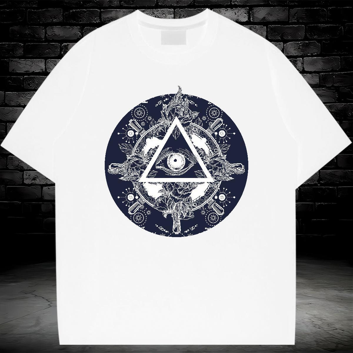 Loose Mens T Shirts 230g Pure Cotton eye of the devil Beach Anime Print Short Sleeve O-Neck Men Tees Designer Tops Tees