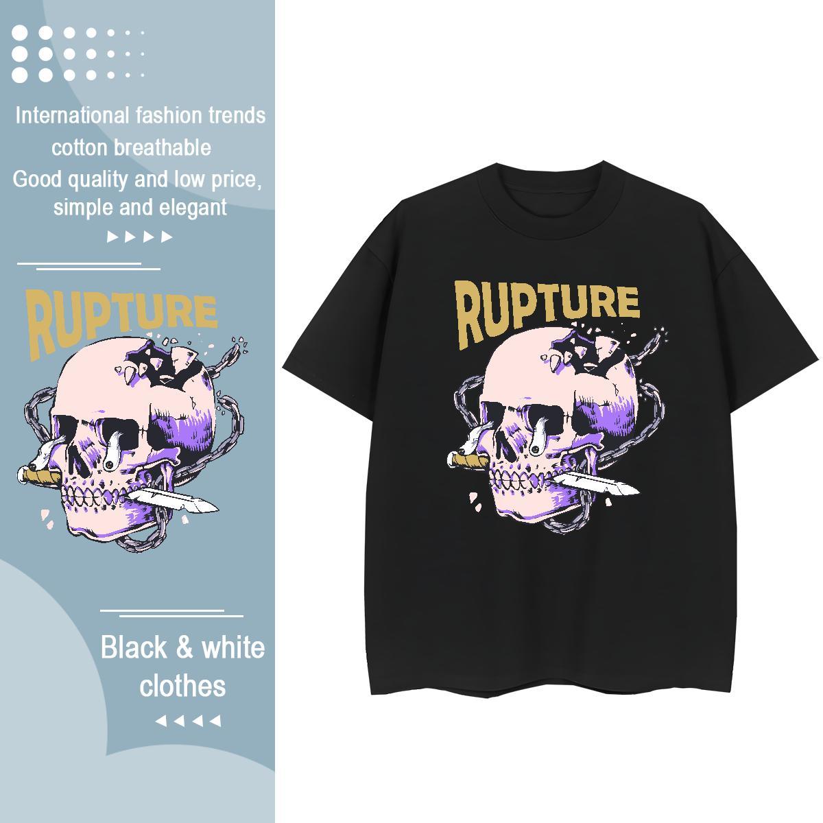 Wholesale Men T Shirts 230g Pure Cotton skull Anime Printing Street Oversized 4XL O-Neck Short Sleeve Men Tops Tees New Arrival Tee Shirt