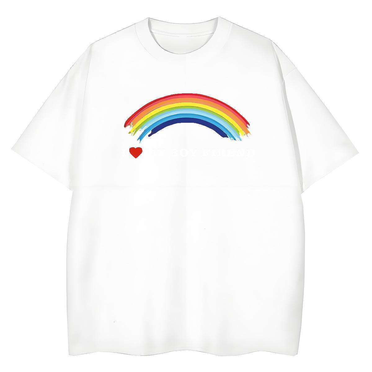 Soft Tshirt for Man Woman 230g Cotton rainbow Street Wear T Shirts Women Short sleeve Soft Oversized L-4XL Top Tees