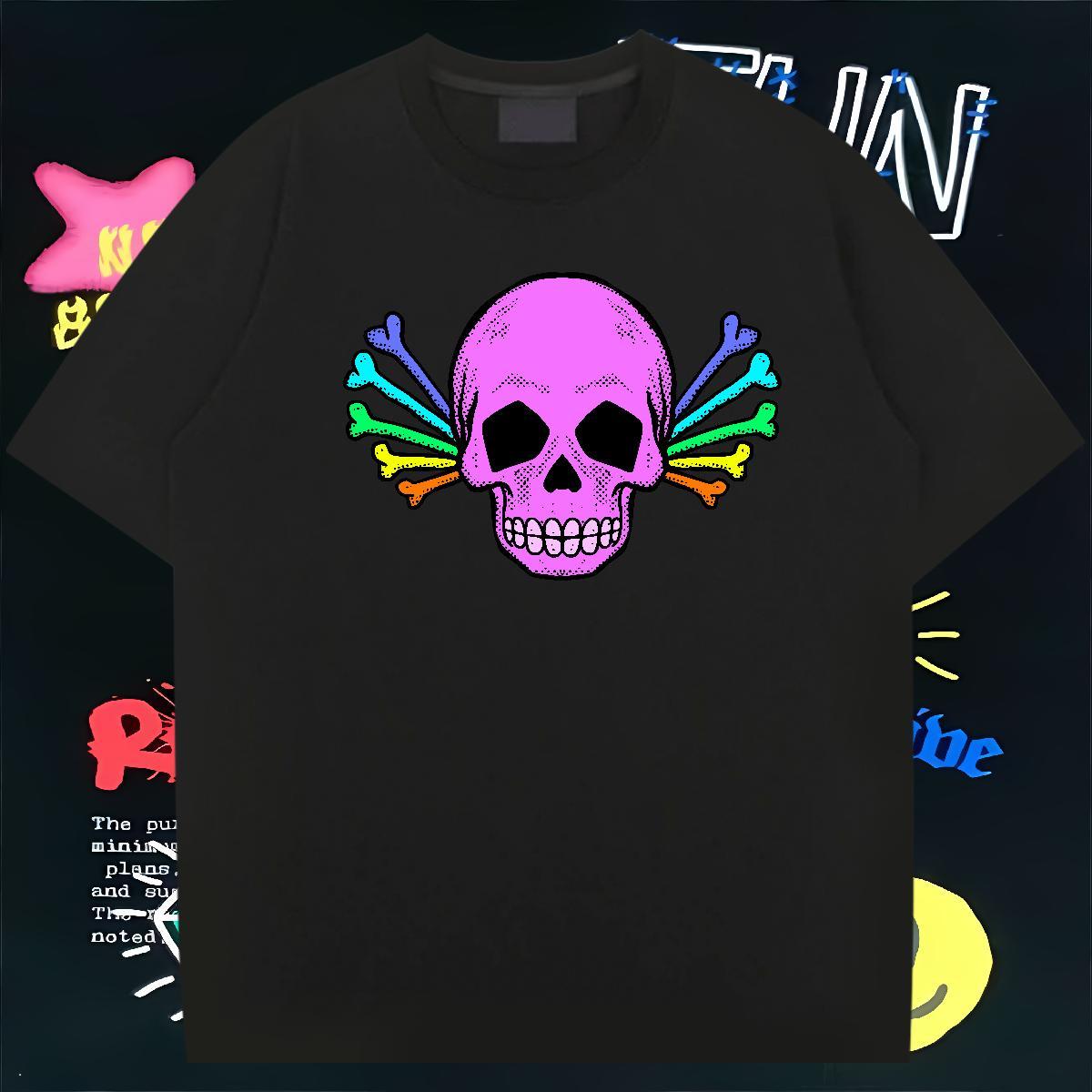 Wholesale Man T Shirts 230g Cotton skull Casual Daily Wear Custom Print Oversized Breathable Crew Neck Men Clothes T-Shirt DIY Tops Tees