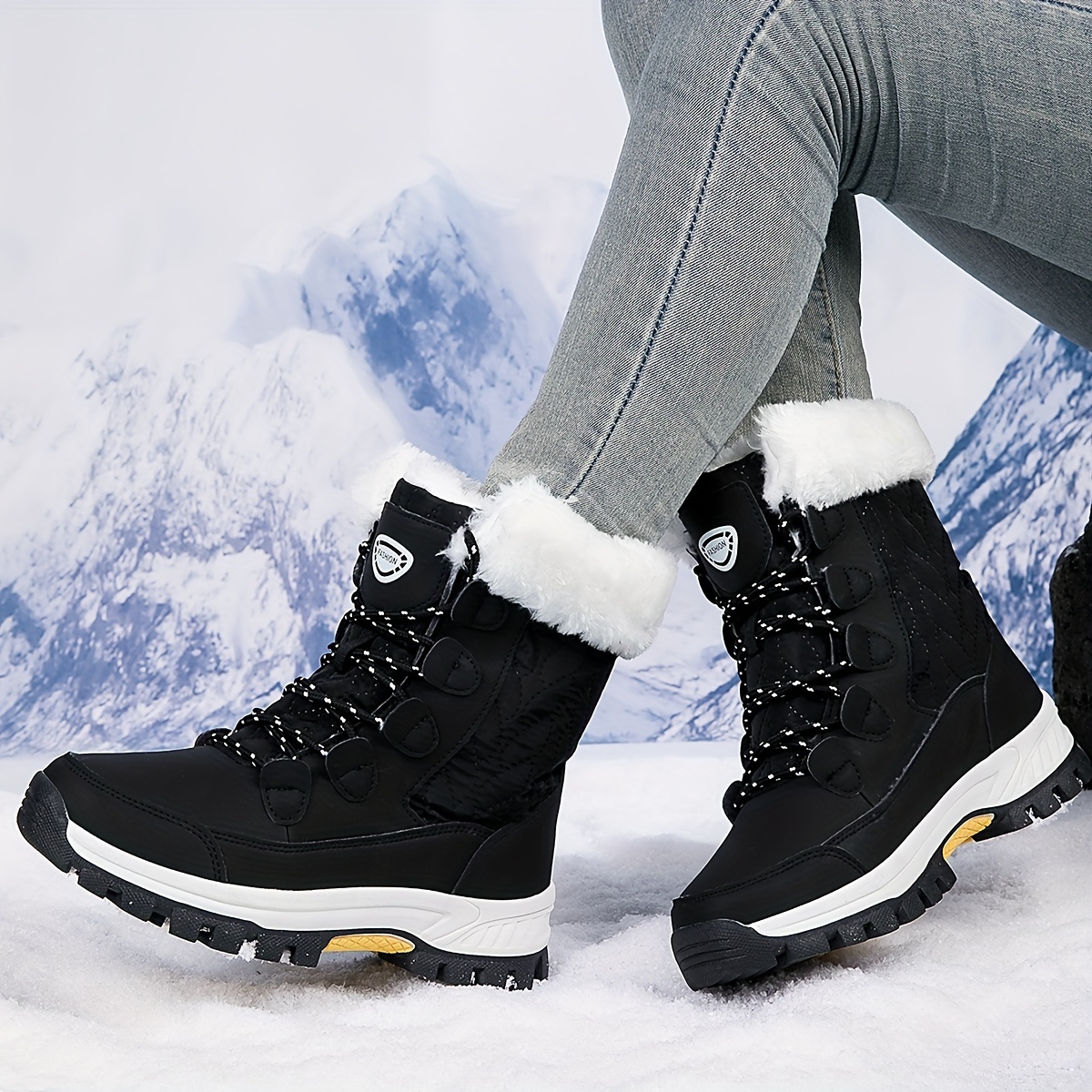 Cozy Velvet Womens Snow Boots - Soft, Comfortable, and Warm Flannel Lined Winter Shoes with Round Toe and TPR Sole - Perfect for Casual Outdoor Activi