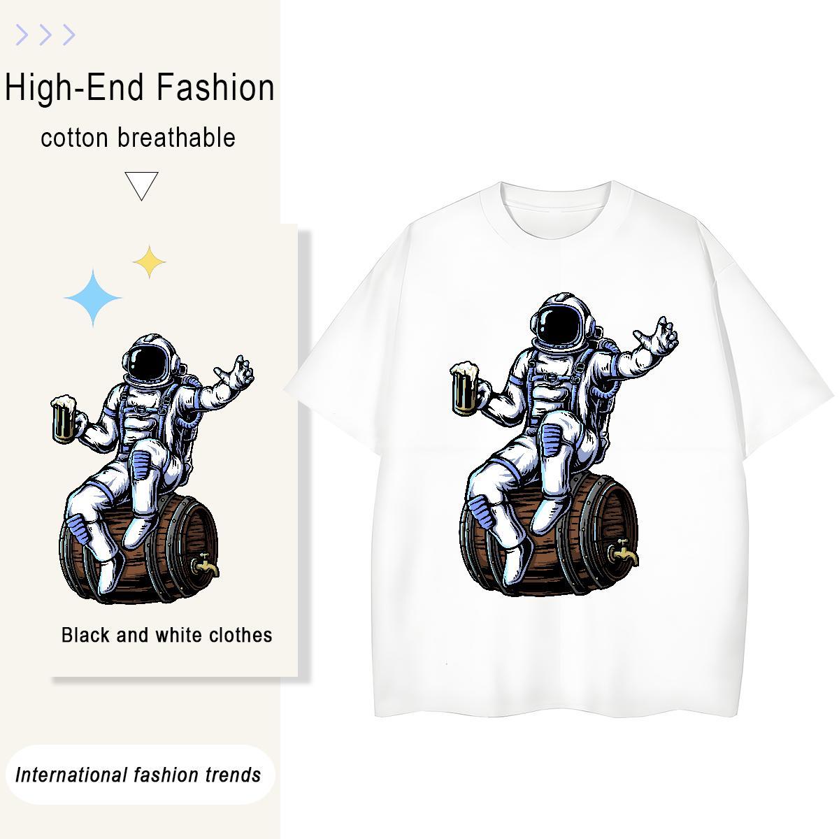 Free Shipping Woman Tshirt 230g Pure Cotton universe Daily Outfit T-Shirts for Women Crew Neck Breathable Anime Tee Shirt