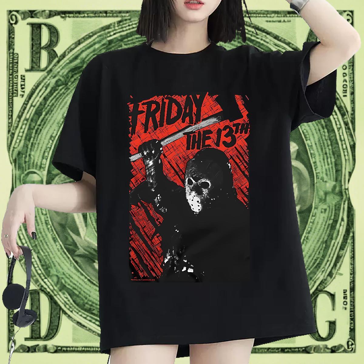 Female Couples T Shirts 230g Cotton scary Sports Street Wear Woman T Shirts Crew Neck Breathable Customized Print Clothes Shirt