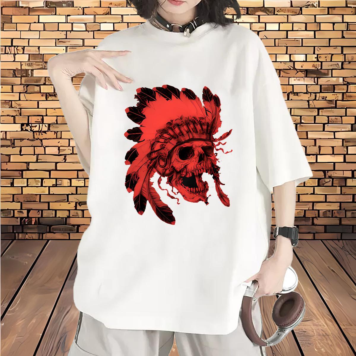 High quality Lady T shirt 230g Pure Cotton scary Casual Beach T-Shirts Round Neck Short Sleeve Customized Print Tees Shirts