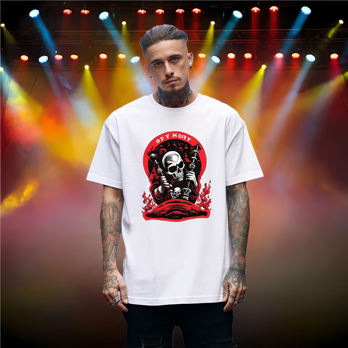 Loose Fit Mens T Shirts 100% Cotton 230g skull Street Wear Skull Breathable Short Sleeve Couples T Shirts Free Shipping Tees
