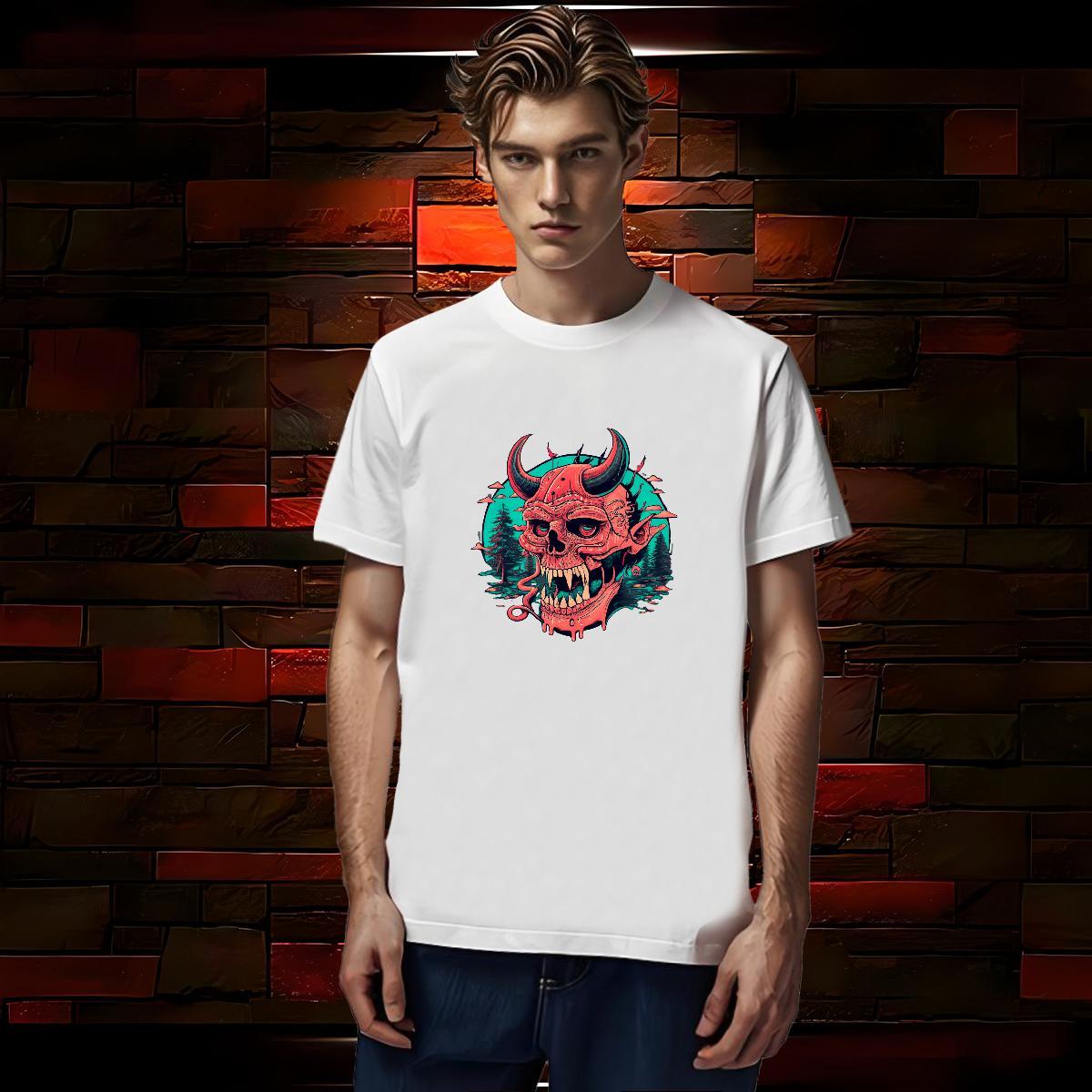 Unisex T-Shirts for Men 230g Pure Cotton skull Street DIY Printed Crew Neck Men Clothes T-Shirt 2024 Designer Tops Shirt