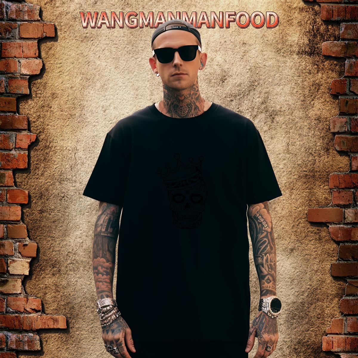 Cool Design Men T Shirts 230g Cotton skull High Street Hip Hop Custom Big Size Crew Neck Breathable Tshirts Wholesale Clothes