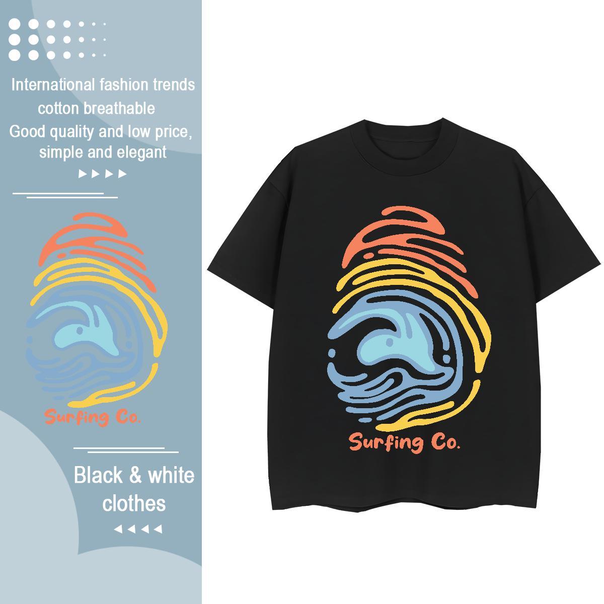Loose Womens Tshirts 230g 100% Cotton painting Casual Sport T shirt Round Neck Short Sleeve Custom Printed Tops Tees