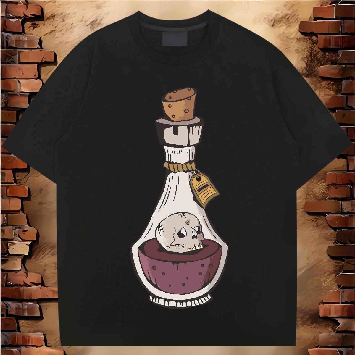 Cool T-Shirts 100% Cotton 230g bottle Street Wear DIY O Neck Short Sleeves Couples T Shirts 2024 New Top Tees