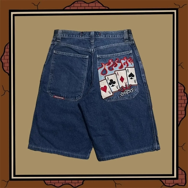 Streetwear 90s Denim Shorts Men Women Y2K Style Hip Hop Harajuku Pocket Casual Baggy Shorts Summer Gothic Shorts 240824
