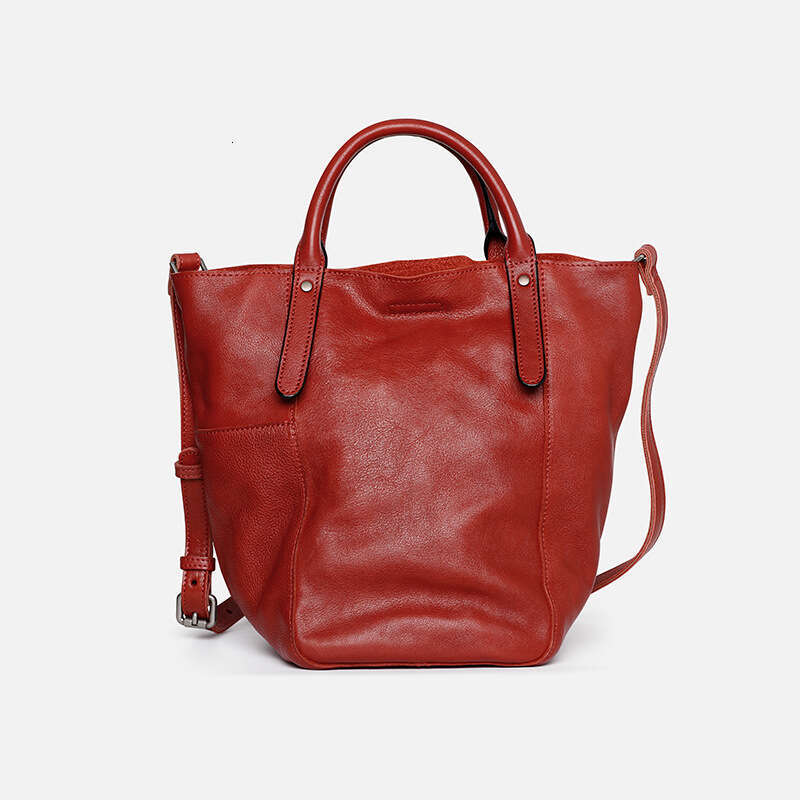 Large capacity fashionable vegetable tanned leather handbag bags, versatile tote bag, crossbody single shoulder women's bag 9158