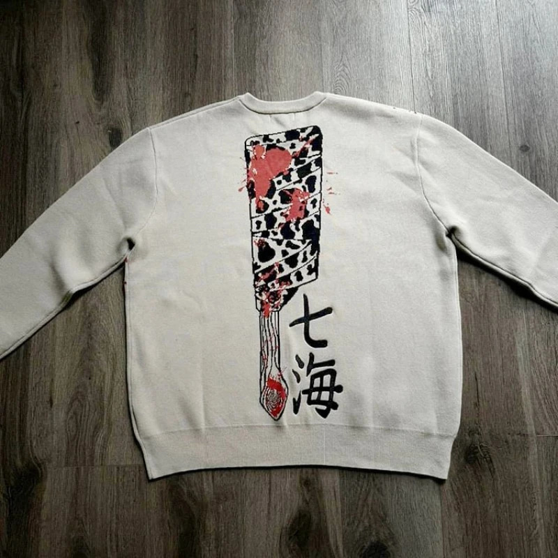 Y2K Gothic Harajuku Anime Pattern Knitted Mens Winter Street Clothing Casual Glenge Womens Pullover Sweater Neutral Jumping Emo Clothing Neutral 24082
