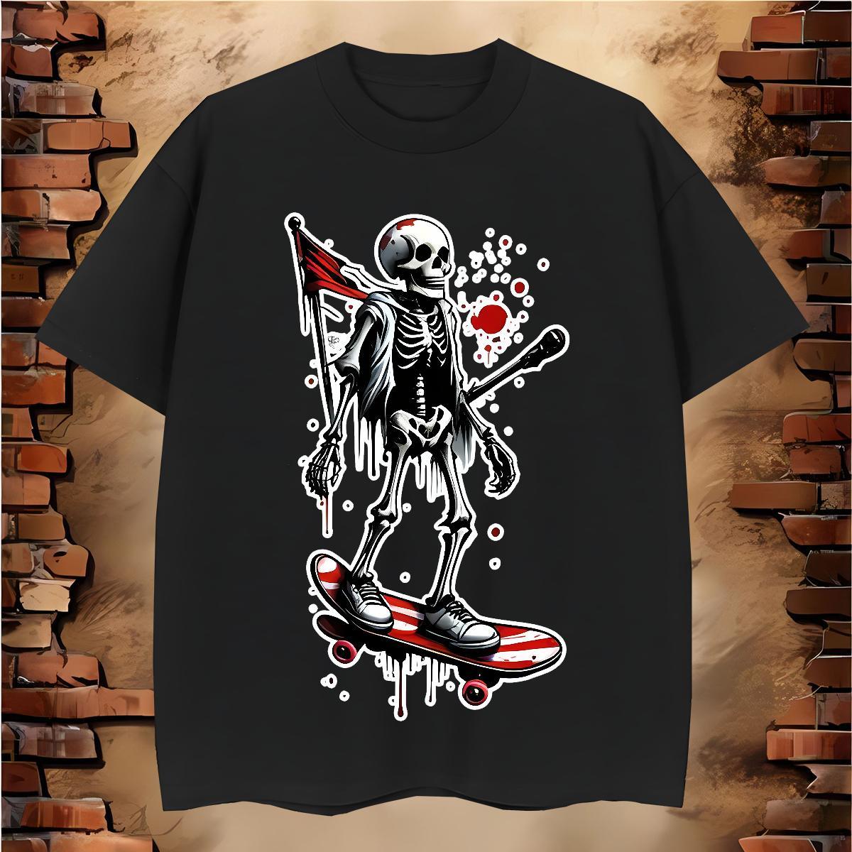 Wholesale T Shirt For Man 230g Cotton skull Summer Casual DIY Anime Breathable Crew Neck Couples T Shirts Fashion Designer Top Tees