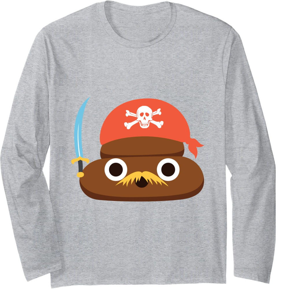Long Sleeve Shirts for Men sweatshirt Blonde Moustache Smile Poop Pirate Funny Cartoon Long Sleeve T-Shirt T shirt Tee Streetwear Casual tops clothes