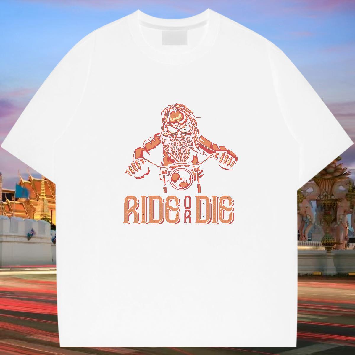TOP Quality T-Shirts for Men 230g 100% Cotton skull Sport Customized Crew Neck Breathable Couples T Shirts 2024 DIY Polos
