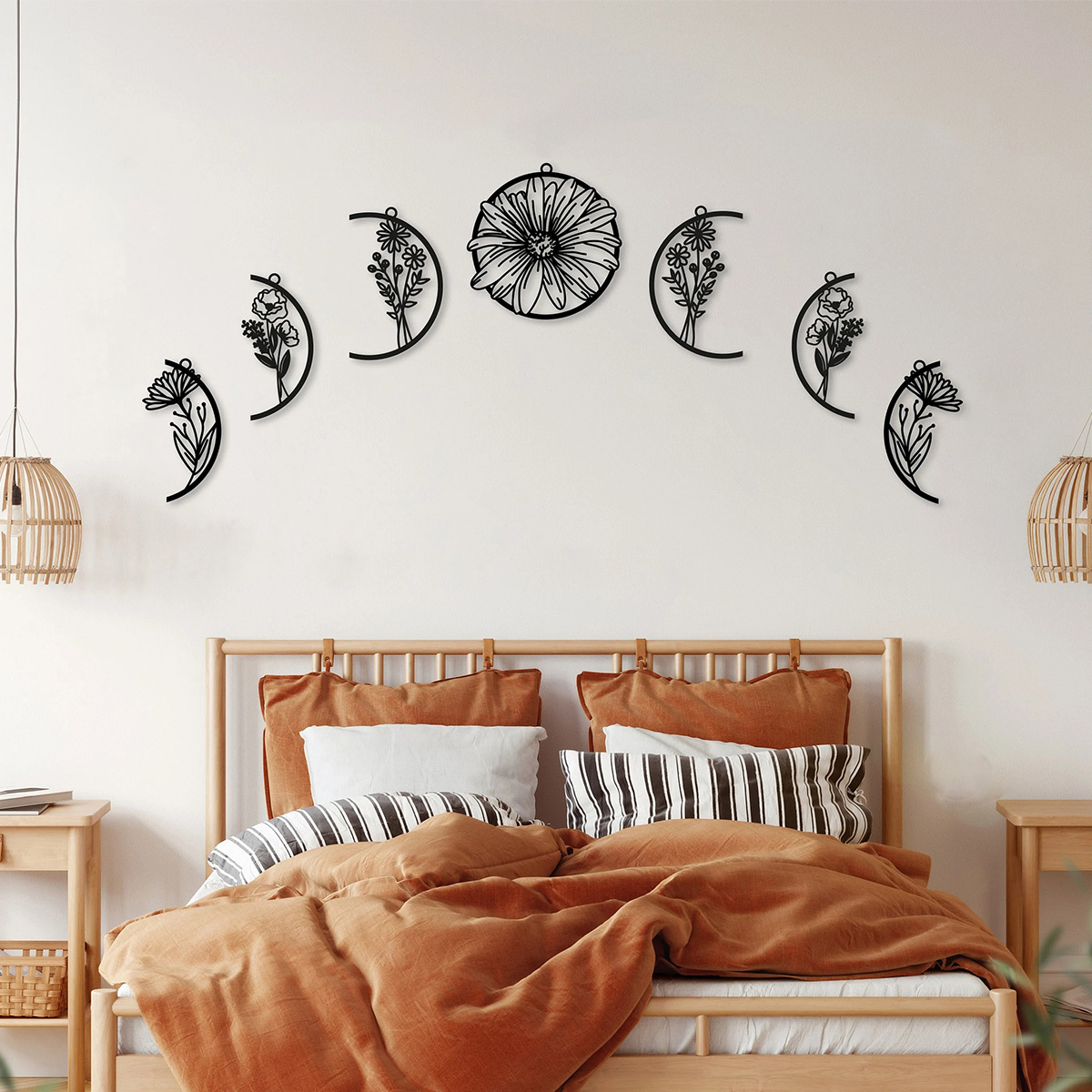Bohemian Decor Moon Flower Metal Wall Decor Living Room Decor Kitchen Decor Bed Decor
