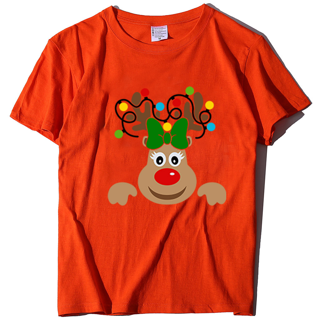 Autumn round neck fashion Christmas deer cartoon women's short sleeved shirt dongdumaoyi