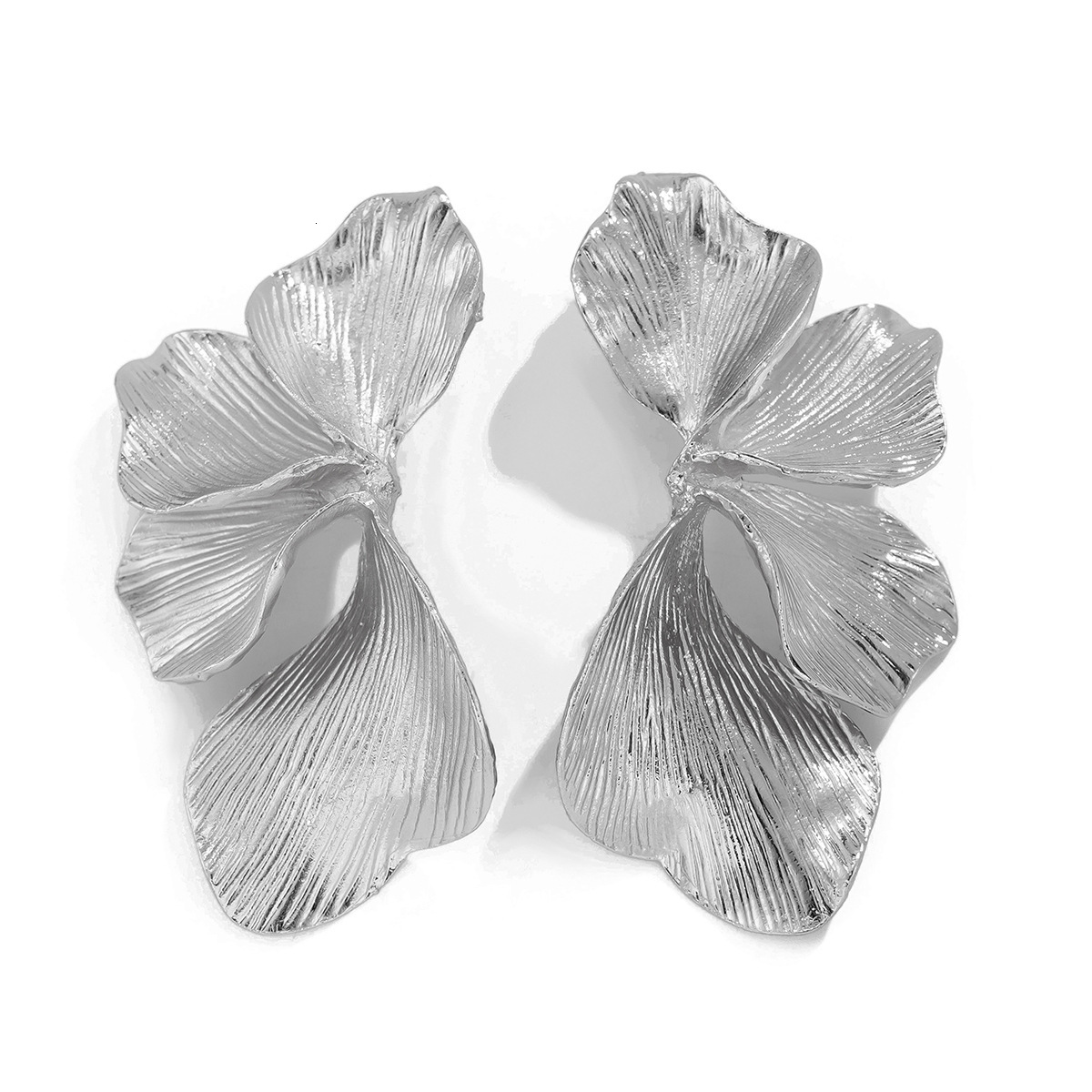 Accessories Ins Personalized Double layered Five petal Flower Striped Leaf Tassel Earrings