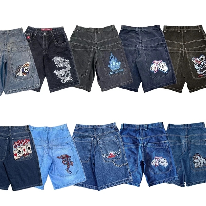 Streetwear 90s Denim Shorts Men Women Y2K Style Hip Hop Harajuku Pocket Casual Baggy Shorts Summer Gothic Shorts 240824