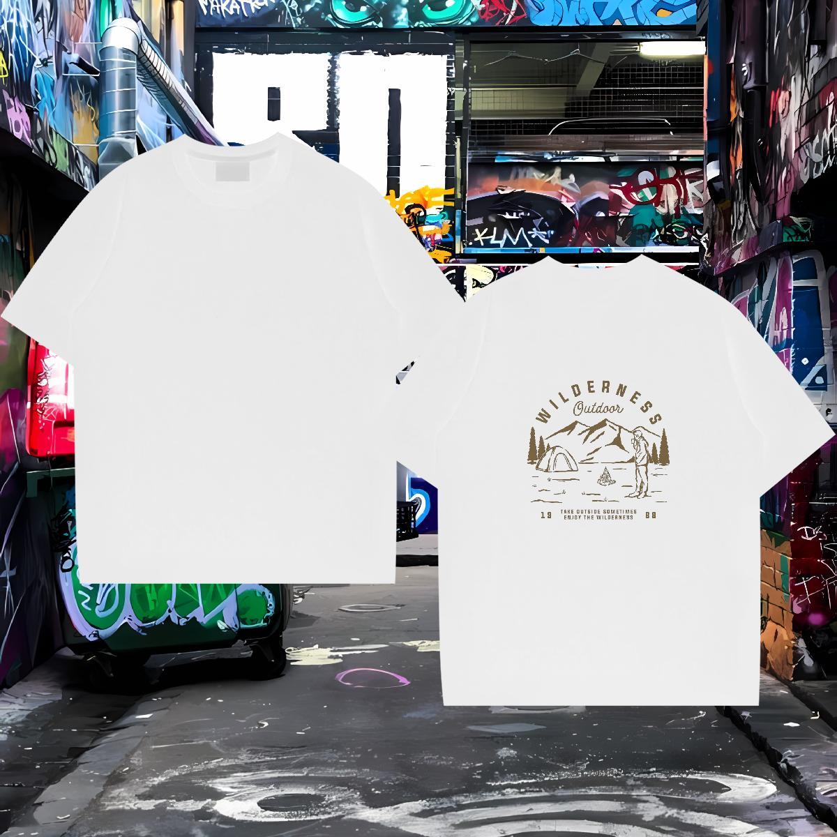 Brand T-Shirts for Men 230g Pure Cotton mountains Street wear Hip Hop Customized O-Neck Short Sleeve Tshirts Casual New Tee Shirt
