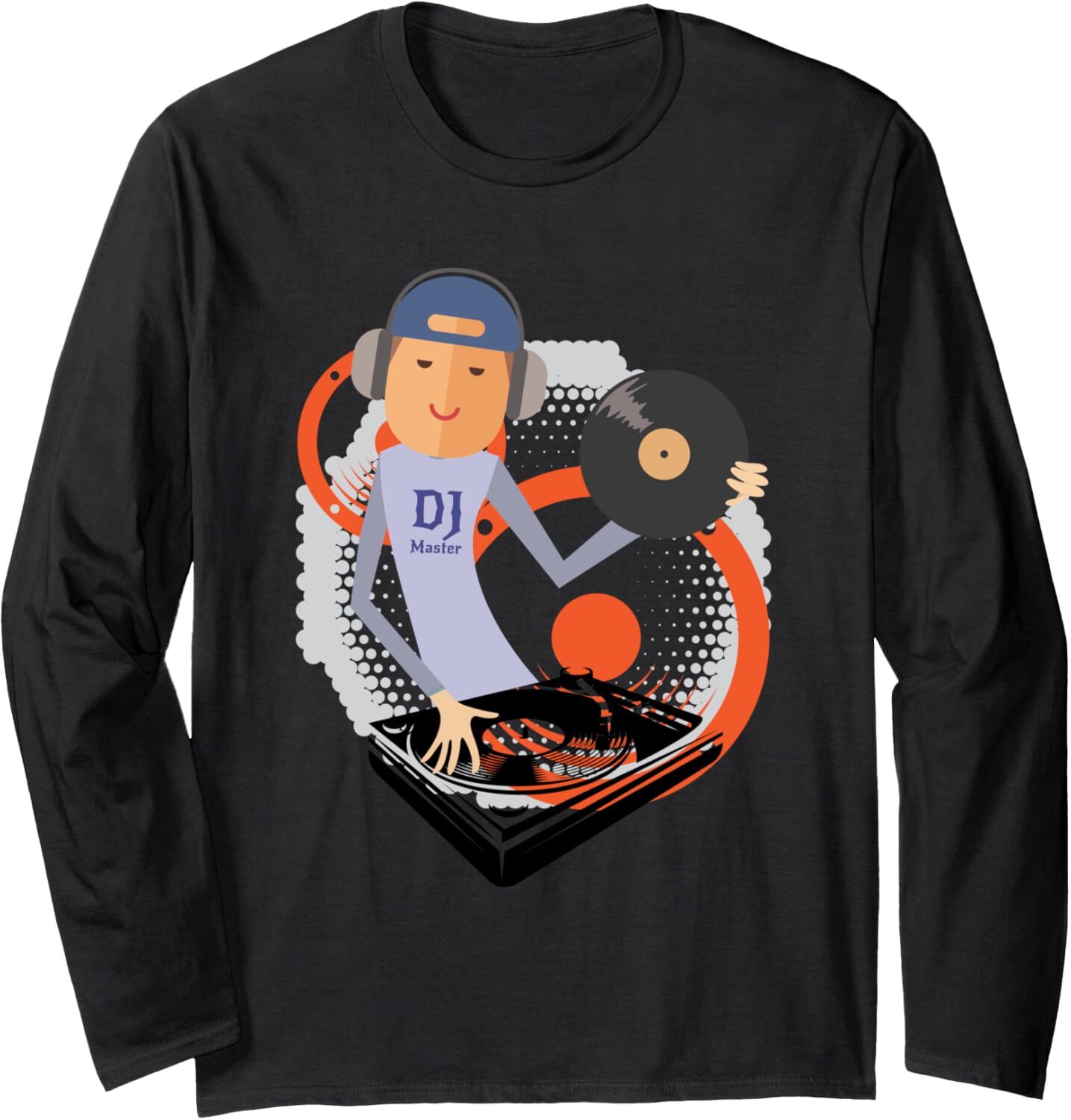 Long Sleeve Shirts for Men sweatshirt DJ Master On Deck Funny Cartoon Music Player Long Sleeve Tee Streetwear Casual tops clothes