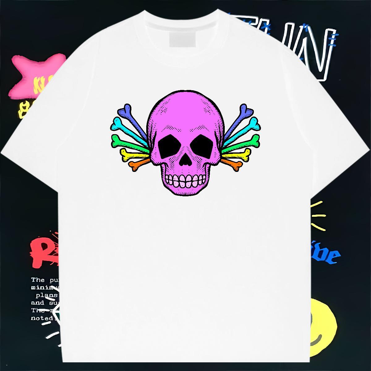 Wholesale Man T Shirts 230g Cotton skull Casual Daily Wear Custom Print Oversized Breathable Crew Neck Men Clothes T-Shirt DIY Tops Tees