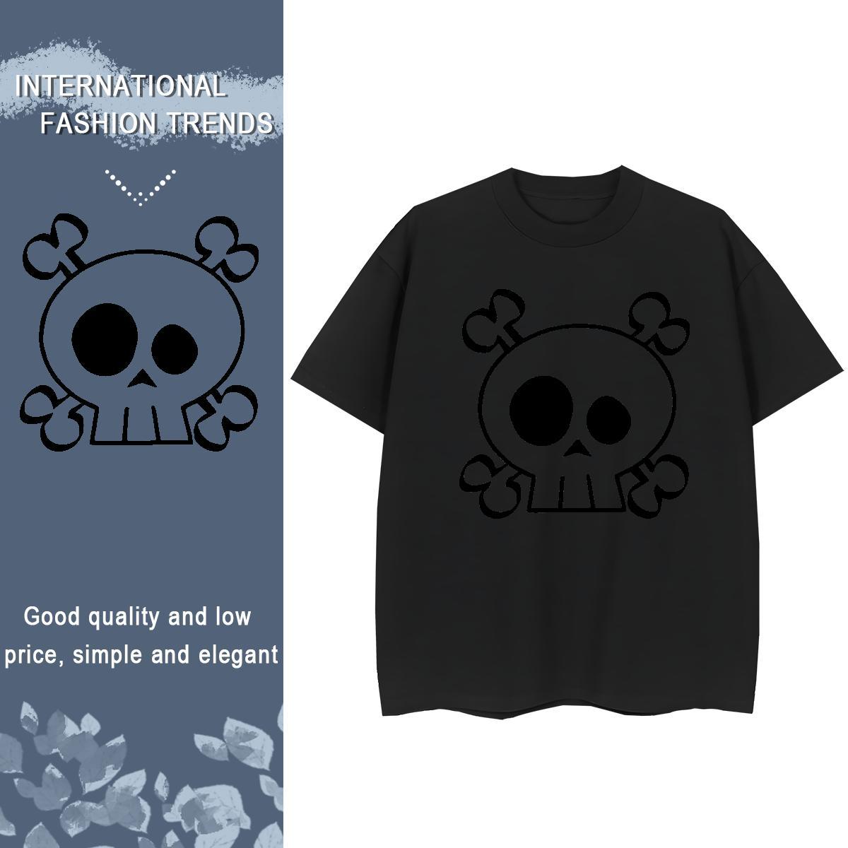 Designer T shirt 230g Pure Cotton skull Anime Printing Street Asian Size O Neck Short Sleeves Men Clothes T-Shirt Fashion Casual Tops