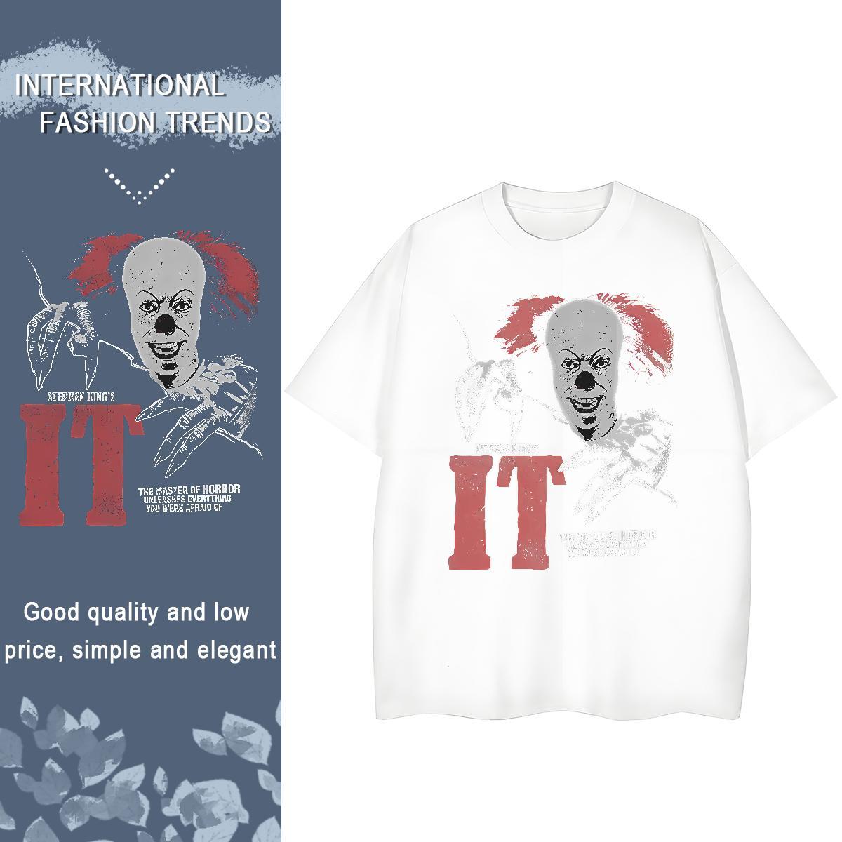 High quality Women Tshirts 100% Cotton 230g scary Street T shirt Crew Neck Black Oversized Tops
