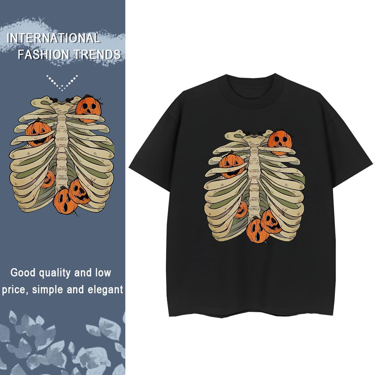 Unisex Men T Shirts 100% Cotton 230g pumpkin Casual Anime Print Short Sleeve O-Neck Tshirt for Man Woman Fashion Design Clothings