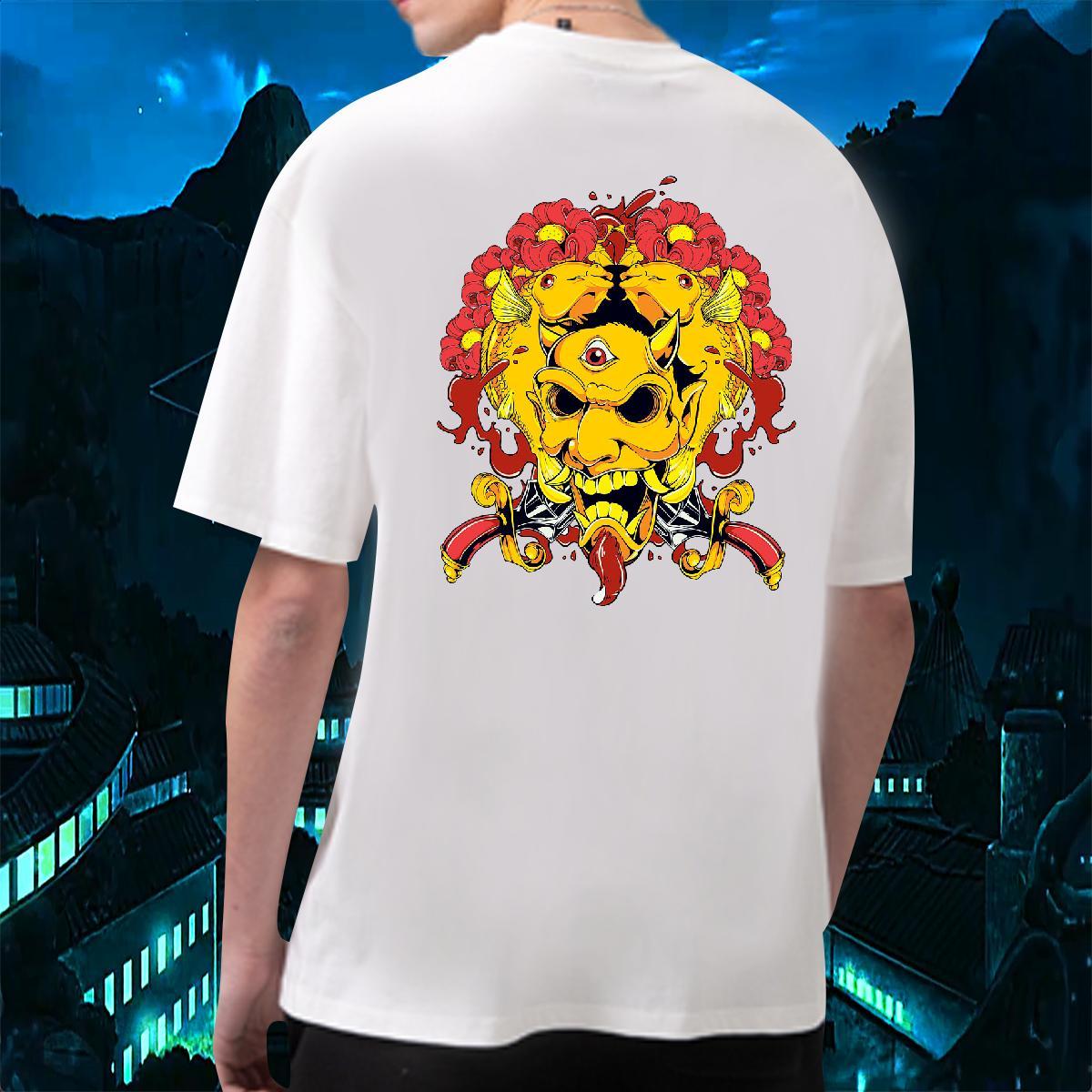 Classic T Shirts Men 230g Cotton skull Daily Outfit DIY Printed Breathable Crew Neck Tshirt for Man Woman New Tee Shirt