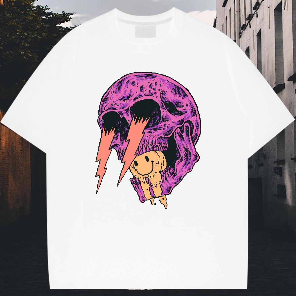 Loose Man T Shirts 230g 100% Cotton skull Hip Hop Skull Breathable Short Sleeve Mens Tshirts New Designer Polos