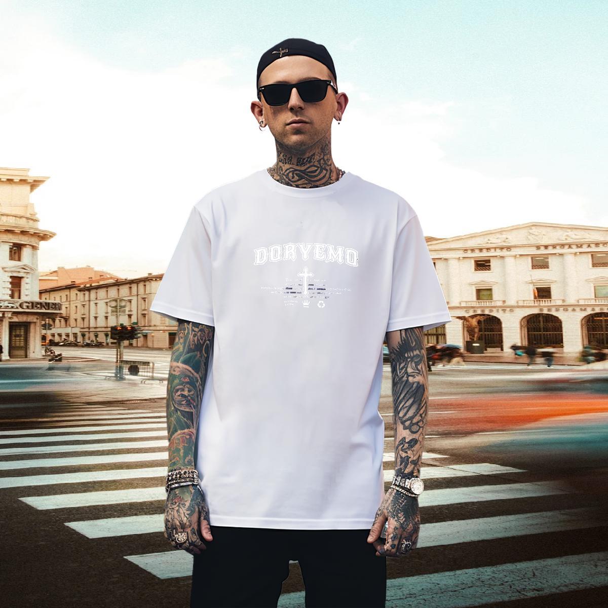 Loose Man T Shirts 230g Cotton The Cross Hip Hop Customized Breathable Men Tshirts Casual New Tees