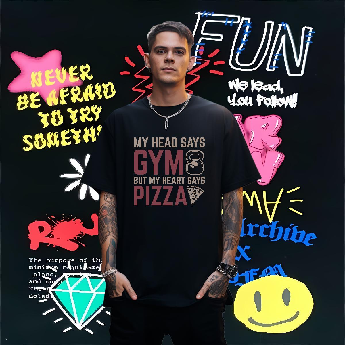 TOP Quality T-Shirts 230g 100% Cotton pizza Hip Hop Street Plus Size Custom Breathable Tshirt for Man Woman Brand Tops Shirt