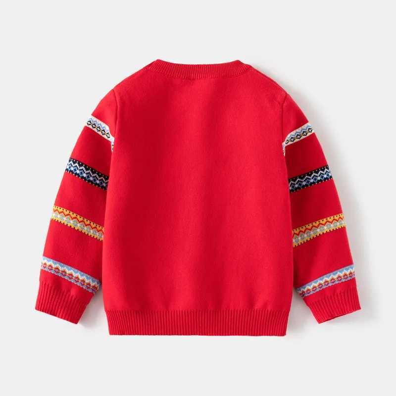 Childrens sweaters with cartoon deer print casual loose zipper knitting childrens girls and boys sweaters Christmas party costumes New Years giftsW240