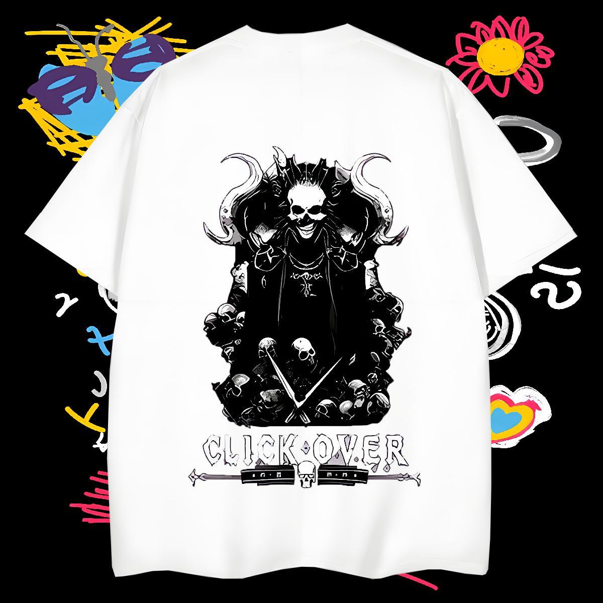 Brand Man T Shirts 230g 100% Cotton skull Street Wear Anime Breathable Soft Tshirts Fashion Designer Tops Shirt