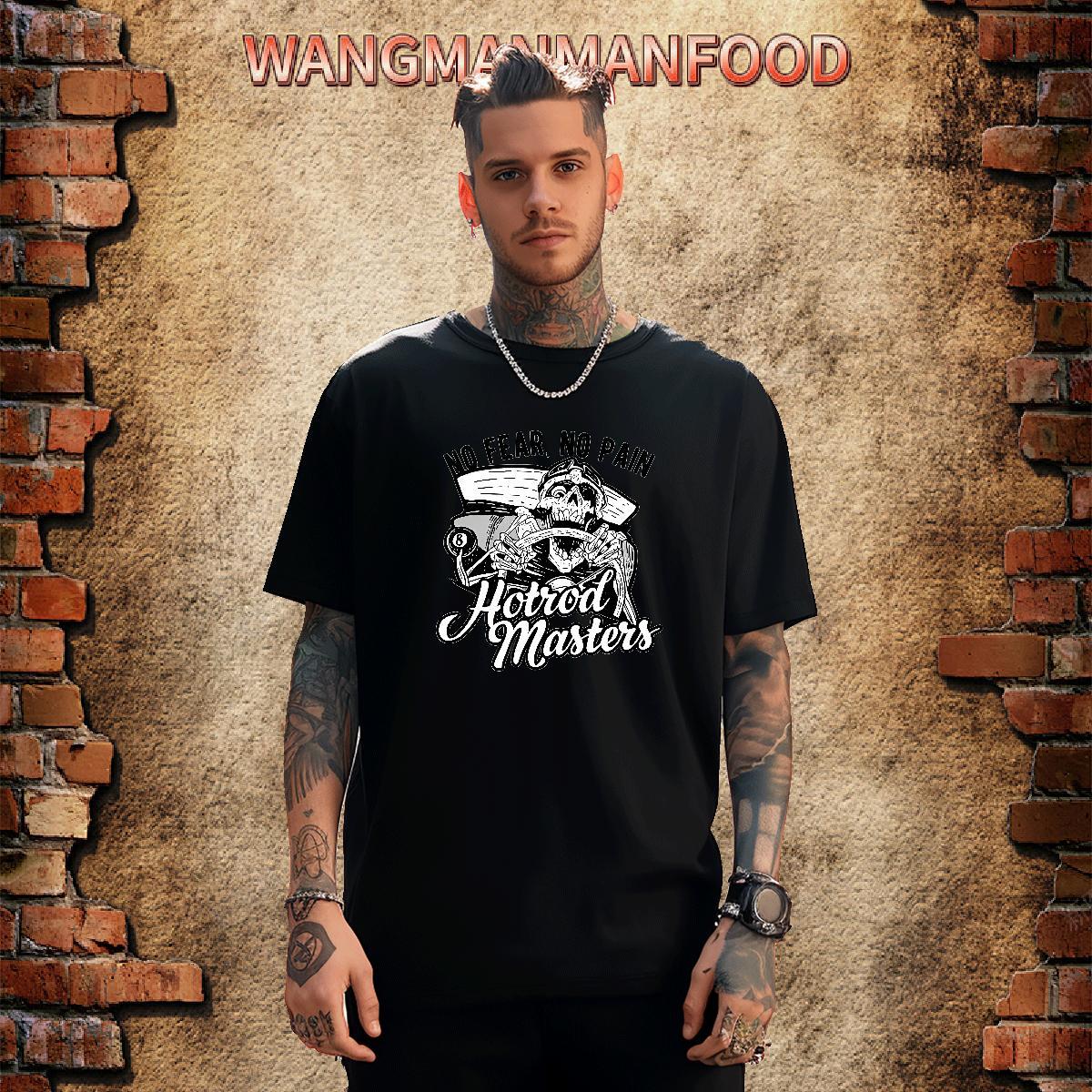 Wholesale T-Shirts for Men 230g 100% Cotton skull Street wear Hip Hop Asian Size Breathable Crew Neck Mens Tshirts Classic Tops Tees