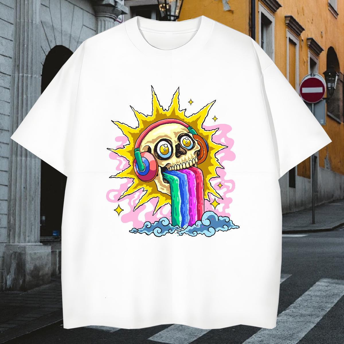 Brand T Shirt For Man 230g Cotton skull Casual Custom Big Size Breathable Crew Neck Tshirt for Man Woman Fashion Polos