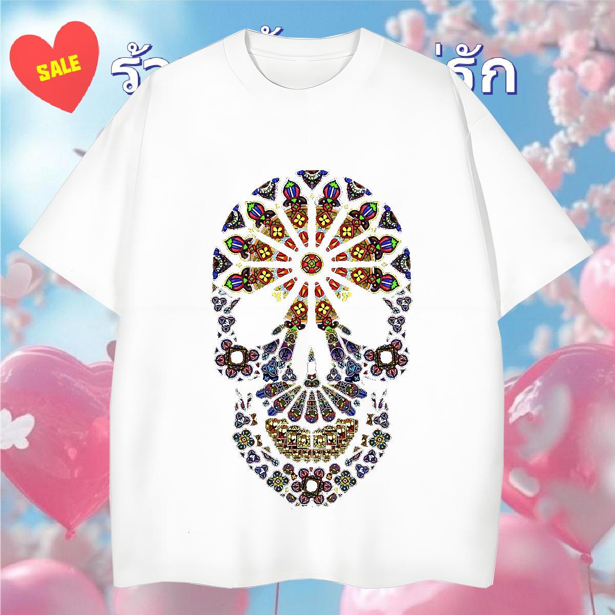 Cool T-Shirts 230g 100% Cotton skull Sports Casual DIY Breathable Crew Neck Men Tshirts Brand Clothings