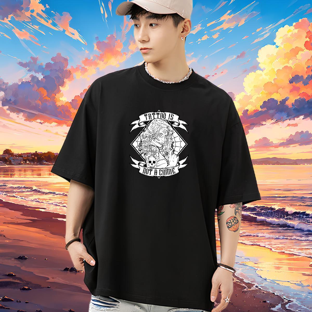 Cool T Shirts Men 230g Pure Cotton logo Outdoor DIY Anime Short Sleeve Soft Tshirt for Man Woman Fashion Tees