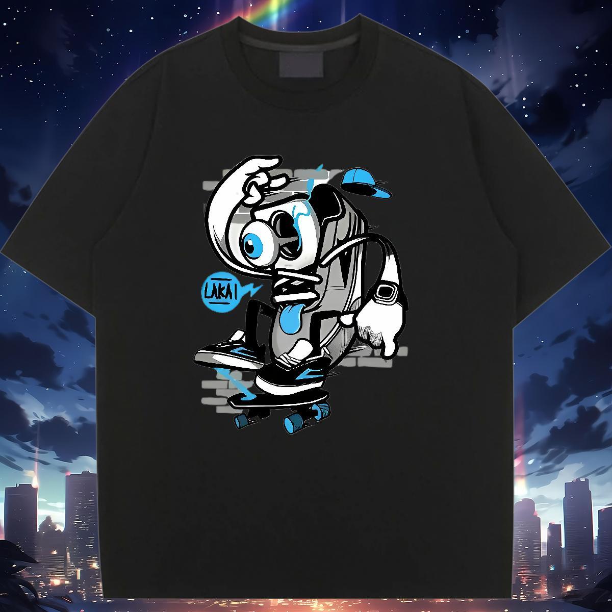 Female Unisex Tshirts 230g Pure Cotton painting Sport T-Shirts O Neck Short Sleeves Black Oversized Tops Tees